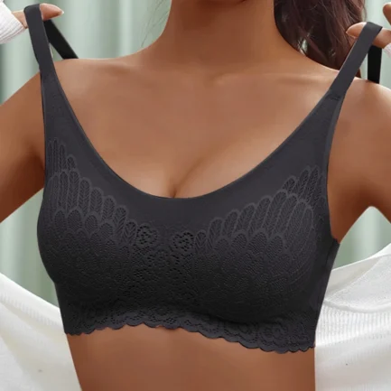 Womens Seamless Smooth Bras without Steel Ring Full-Coverage Push Up Bras Floral Embroidery Bralette Breathable Sleep Underwear - Image 2