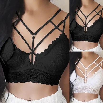 Women Sexy Wireless Bra Lingerie Sexy Gathered Bandage V Neck Underwear Camisole Solid Plus Size Vest Brassiere Tops Bralette - Image 7