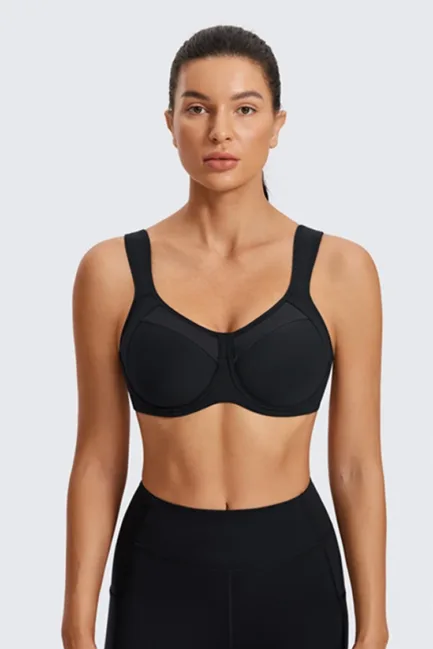 Sports Bras Gym Black White Women High Impact Support Underwire Full Coverage Lightly Padded Fitness Workout Running Underwear - Image 14