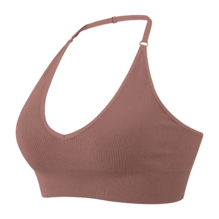 Halterneck Sports Bra Women's Backless Deep V Neck Sports Bustier Padded Sexy Gym Push Up Bra One Strap Sports Bras For Women - Image 10