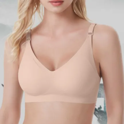 Women Comfort Soft Seamless Full Coverage Bra Deep V Neck Sexy Underwear Adjustable Shoulder Strape Breathable Croset Solid Bra - Image 14