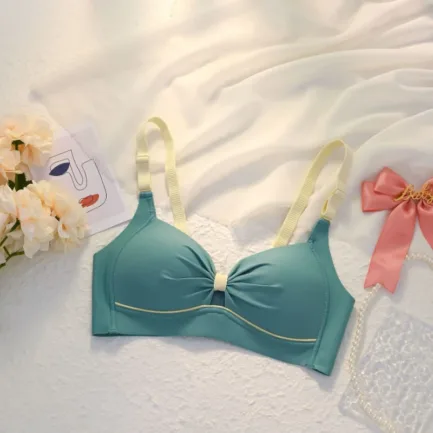 1 Piece Colorblock Wireless Bra Comfy & Breathable Push Up Intimates Bra Women's Lingerie & Underwear - Image 6