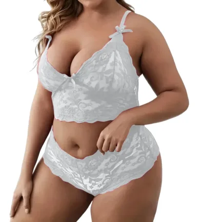 Plus Size Lingeries Set For Women Sexy Lace Halter Bralette High Waist Panty Set Chemise Sexy Nightgowns Women Erotic Underwear - Image 10