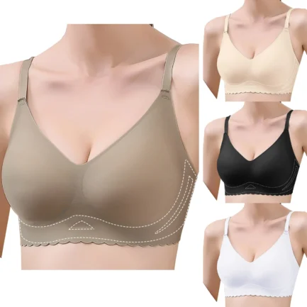 Womens Wireless Seamless T-Shirt Bra Extreme Comfort Spaghetti Thin Strap Soft Support Bra Full-Coverage Push Up Corset Lift Bra - Image 6