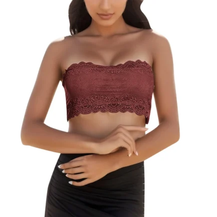 Womens One Word Wrap Chest Lace Underwear Womens No Steel Ring Full Cup Anti Slip Small Breasts Gathered Breathable Lady Bra - Image 4