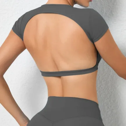 Hearuisavy Sports Shirts Breathable Workout Tops Fitness Sportswear Female Backless Yoga Clothing Sport Crop Tops Women Gym Top - Image 4