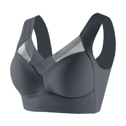 Plus Size Fitness Sports Bras For Women Solid Mesh Brassiere Sexy Lingerie Push Up Wireless Small Chest Gathered Sleep Bra Top - Image 10