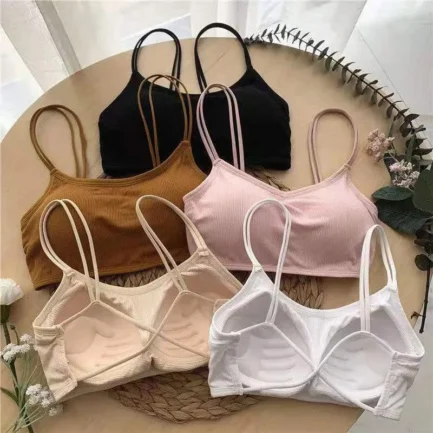 ZXYOUPING Women Sexy Crop Top Bra，Strapless Bra Cross Beautiful Back Top，Bra with Pad Push Up Wireless Bra，Comfortable Padded Br - Image 5