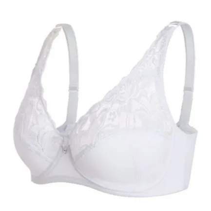 Plus Size Women Scalloped Lace Bra Embroidery Floral Bralette Underwire Minimizer Bras 3/4 Cups Bra Non-Padded Push up Brassiere - Image 15