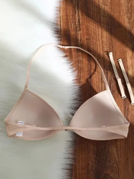 UBAU Hanging Neck Triangle Cup Underwear Female Thin Shoulder Strap Beautiful Back Invisible Front Button Bra Thin Small Chest - Image 13