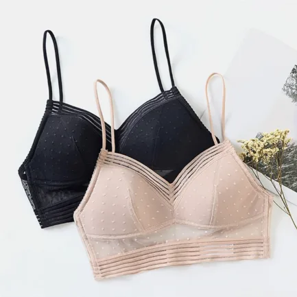 New Sexy Low Back Bralette Ladies U Backless Invisible Lace Bra Polka Dot Mesh Ultra Thin Underwear Women Lingerie Tank Top Bras - Image 2
