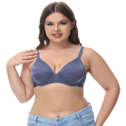 Women's Ultra-thin Underwired Full Cup Bra Elegant Solid Color Metallic Luster Anti-Sagging Underwear Soft Breathable Daily Bra