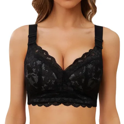 Sexy Lace Solid Color Convertible Straps Back Closure Seamless Underwear Large Size One-piece Gather Sport Sleep Beauty Back Bra - Image 8