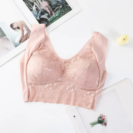 Women Lace Bra Camisole Underwear Bue Breathable V Neck Gather Up Soft Comfortabl Casual Soft And Comfortable No Underwire Bra - Image 15
