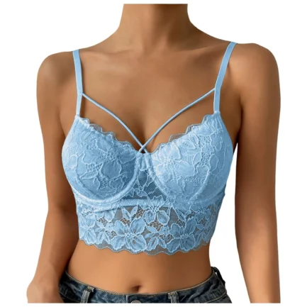 Women's Sexy Lace Bras Plus Size Backless Underwear Bras Push Up Crop Tops Hollow Out Bralette Summer Lace Tank Top Intimates - Image 10