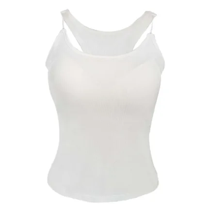 Women'S Solid Color Patchwork Seamless Camisole Tank Top With Built In Bra Pad Ribbed Knit Sleeveless T Shirt Top Inner Vest - Image 9