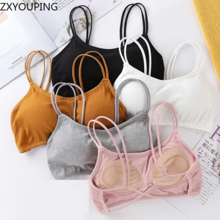 ZXYOUPING Women Sexy Crop Top Bra，Strapless Bra Cross Beautiful Back Top，Bra with Pad Push Up Wireless Bra，Comfortable Padded Br - Image 3