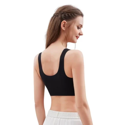 Elegant Seamless Latex Gathering Bra For Women Ice Silk Color Contrast Soft Breathable Underwear Anti-Slip Smooth Daily Bra - Image 4