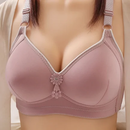 Mid-old Aged Summer Thin Gathering Bra Solid Color Wirefree Soft Breathable Underwear Ladies' 3D Anti-sagging Adjustable Bralett - Image 10
