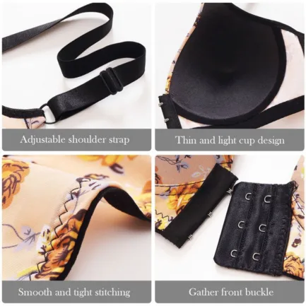 Push Up Floral Print Bra For Women Breathable Front Buckle Bras Underwear Adjustable Thin strap Push Up Gathered Bra бюстгальтер - Image 15