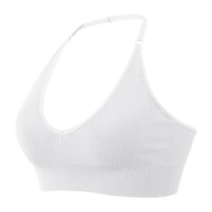 Halterneck Sports Bra Women's Backless Deep V Neck Sports Bustier Padded Sexy Gym Push Up Bra One Strap Sports Bras For Women - Image 14