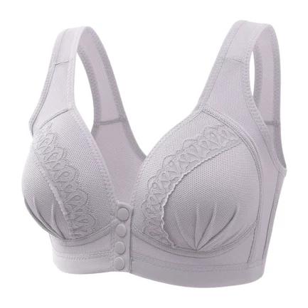 Women Front Button Lace Bras Shaping Cup Shoulder Strap Large Size Underwire V Neck Sexy Bra Soft Comfortable Underwear Push Up - Image 11