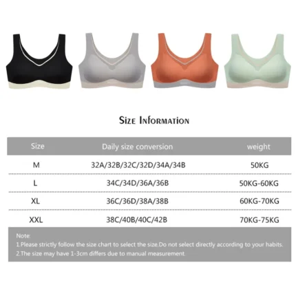 Elegant Seamless Latex Gathering Bra For Women Ice Silk Color Contrast Soft Breathable Underwear Anti-Slip Smooth Daily Bra - Image 7