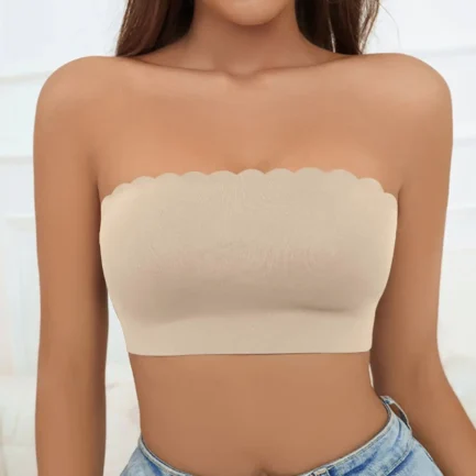 Women's Half Cup Ultra Thin Silicone Non-slip Underwear Seamless Strapless Wave Edge Tube Top Bra Off-the-shoulder Dress Linger - Image 15