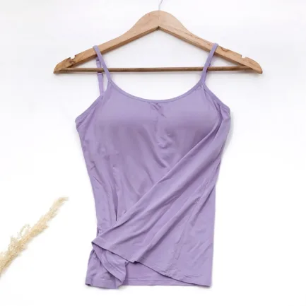 Women Suspended Vest With Chest Pad Women's Thin Shoulder Strap Bra T Integrated Shirt Basic version Sexy Sling For Female - Image 3