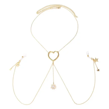 Stonefans Hollow Heart Nipple Chain Bra Sexy Non Piercing Jewelry Party Summer Rave Top Crystal Bikini Body Chain Harness Beach - Image 5