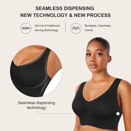 Women Fitted V-Neck Seamless Bra Tank Top Built-in thin Bra Cup Hide Back Fat Full Back Coverage Underwire Steel Bones Bra - Image 13