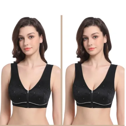 High End Push Up Bras For Women Women's Comfort Jacquard Zipper Wireless Breathable Sleep Bra Female Widened Strap Underwear - Image 13