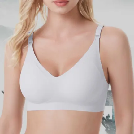 Women Comfort Soft Seamless Full Coverage Bra Deep V Neck Sexy Underwear Adjustable Shoulder Strape Breathable Croset Solid Bra - Image 12