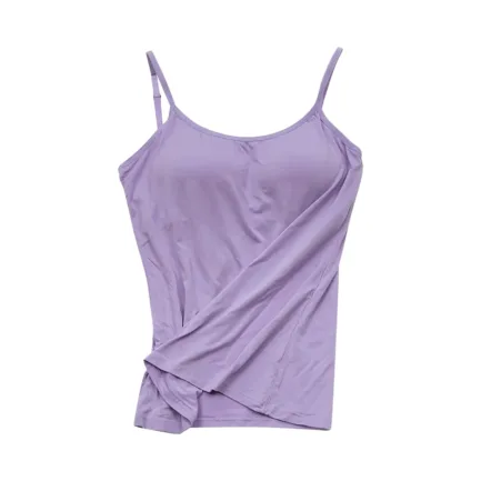 Women Suspended Vest With Chest Pad Women's Thin Shoulder Strap Bra T Integrated Shirt Basic version Sexy Sling For Female - Image 9