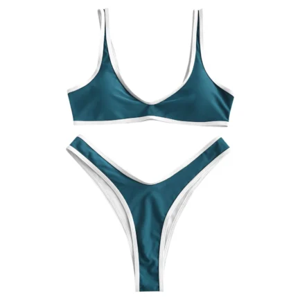 Women' Swimsuits Two Piece Push Up Bra Swimwear Women 2024 Sexy Solid Color Bikini Set G-String T Back Thong Triangle Panty - Image 8