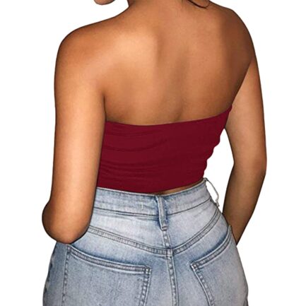 Women Sexy Solid Color Crop Bandage Top Strapless Bandeau Tube Top Sleeveless Backless Non-Slip Women Underwear Cami Vest - Image 17