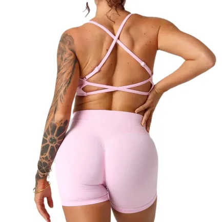 2Pieces TKITK Dynamic Backless Sports Bra Seamless Spandex Woman Fitness Elastic Breathable Enhancement Leisure Sports Underwear - Image 18