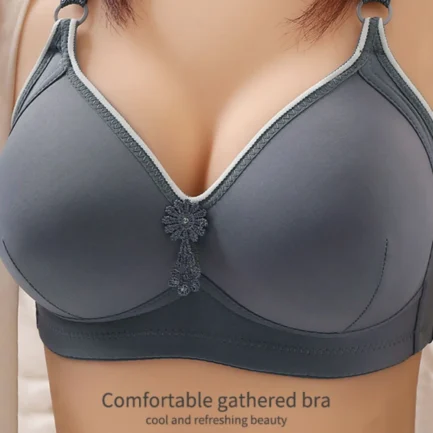 Mid-old Aged Summer Thin Gathering Bra Solid Color Wirefree Soft Breathable Underwear Ladies' 3D Anti-sagging Adjustable Bralett - Image 14