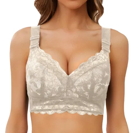 Sexy Lace Solid Color Convertible Straps Back Closure Seamless Underwear Large Size One-piece Gather Sport Sleep Beauty Back Bra - Image 7