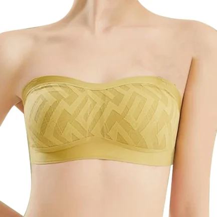 Women's Solid Color Strapless Bra Enhanced Bust Appearance Non Slip Thin Bandeau Push Up Bra Breast Gathering Lingerie - Image 2