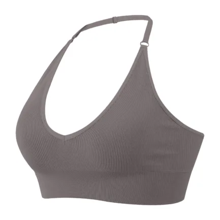 Halterneck Sports Bra Women's Backless Deep V Neck Sports Bustier Padded Sexy Gym Push Up Bra One Strap Sports Bras For Women - Image 11