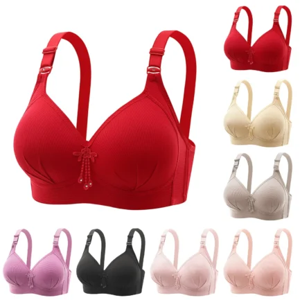 Women's Solid Bras For Home No Underwire Seamless Bralettes For Women Wireless Push Up Adjustable Strap Soft Large Bust Bra - Image 7