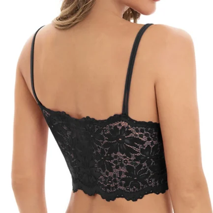 Strapless Bras for Women Floral Lace Bandeau Padded Seamless Full Coverage Lightly Lined Wireless Bras Plus Size Comfort Bra - Image 2