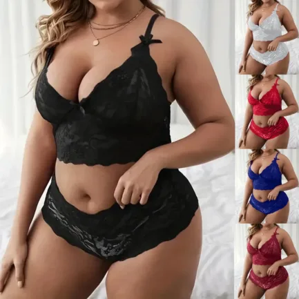Plus Size Lingeries Set For Women Sexy Lace Halter Bralette High Waist Panty Set Chemise Sexy Nightgowns Women Erotic Underwear - Image 7