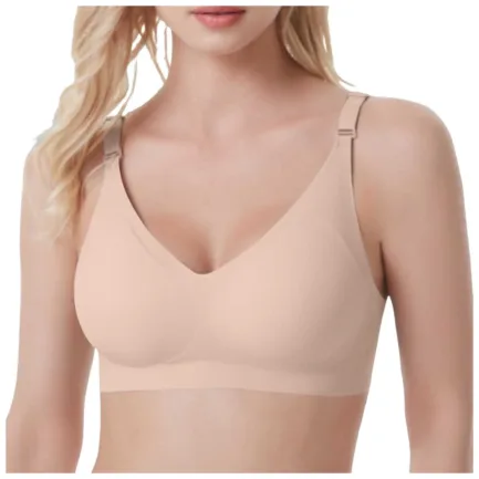 Women Comfort Soft Seamless Full Coverage Bra Deep V Neck Sexy Underwear Adjustable Shoulder Strape Breathable Croset Solid Bra - Image 10