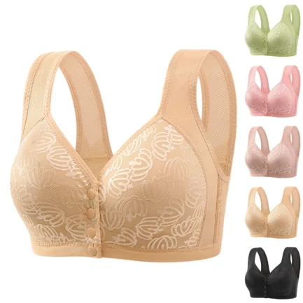 Women Front Closure Bras Push Up Bra No Underwire Plus Size Front Button Bra Vintage Floral Print Bras For Women Underwear - Image 7