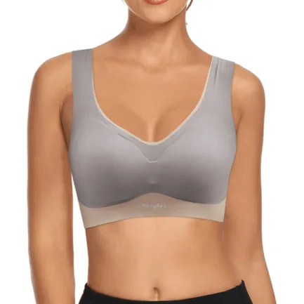 Large Size Traceless Womens Bra Comfortable Without Underwire Underwear Solid Color Gathering Shockproof Running Sport Bralette - Image 9