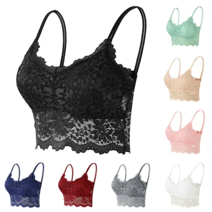 Plus Size Strapless Lace Bra Women Wireless Bra Padded Vest Crop Tops Corsets Temptation Seamless Underwear Sexy Bralette Ropa - Image 2