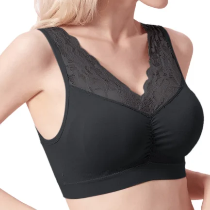 Sexy Lace Bras For Women Seamless Comfortable Deep V Brassiere Tube Top Solid Push Up Wireless Gathered Bra Underwear Lingerie