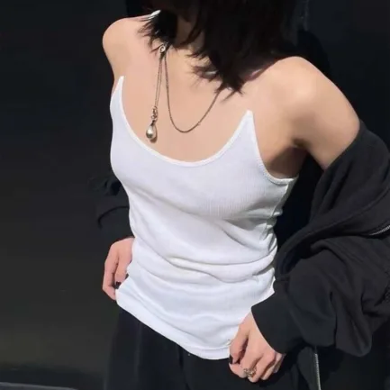 Women'S Solid Color Patchwork Seamless Camisole Tank Top With Built In Bra Pad Ribbed Knit Sleeveless T Shirt Top Inner Vest